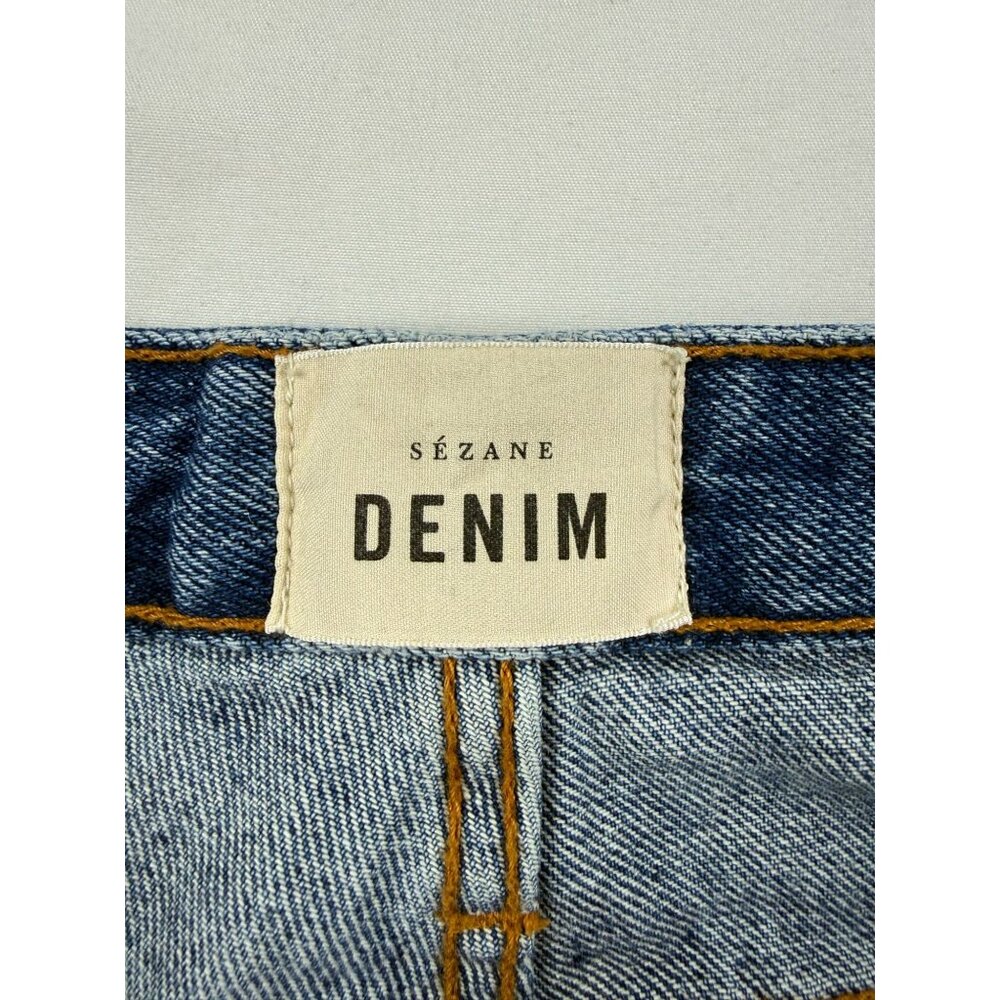 SEZANE Denim High Waisted Button Fly Straight Leg Jeans Medium Light Size 28 - Picture 5 of 12